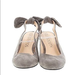 Sole Society Opal Bow Slingback Suede Shoes Sz 9.5